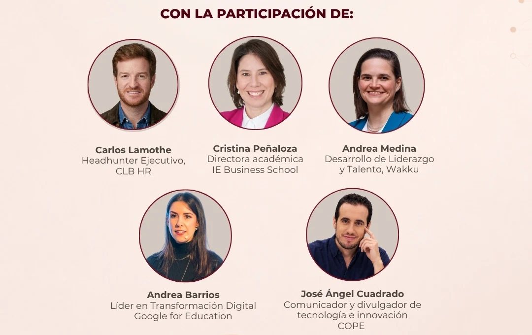 Ponentes Evoluciona 2026 — Carlos Lamothe, Cristina Peñaloza, Andrea Medina, Andrea Barrios y José Ángel Cuadrado